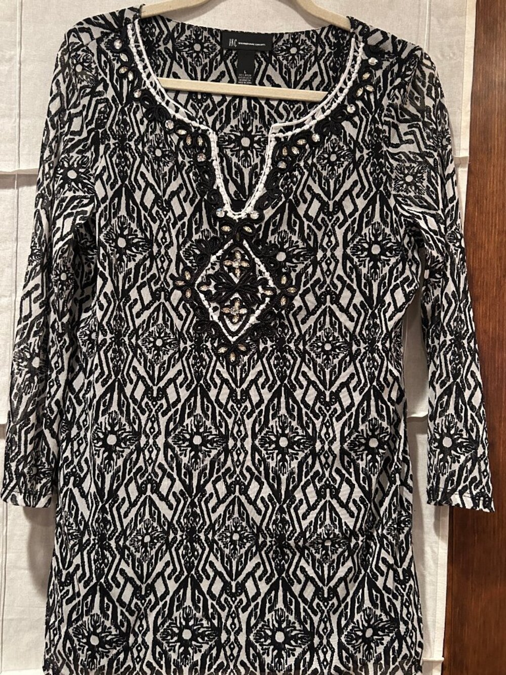 Inc. International Concepts Mesh Tunic with Rhinestone Accents
